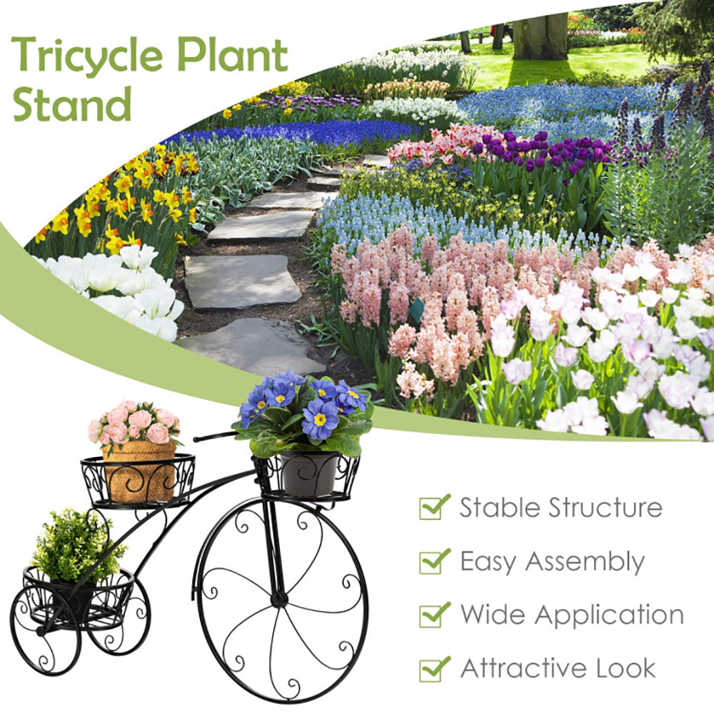 Tricycle Plant Stand Flower Pot Cart Holder In Parisian Style