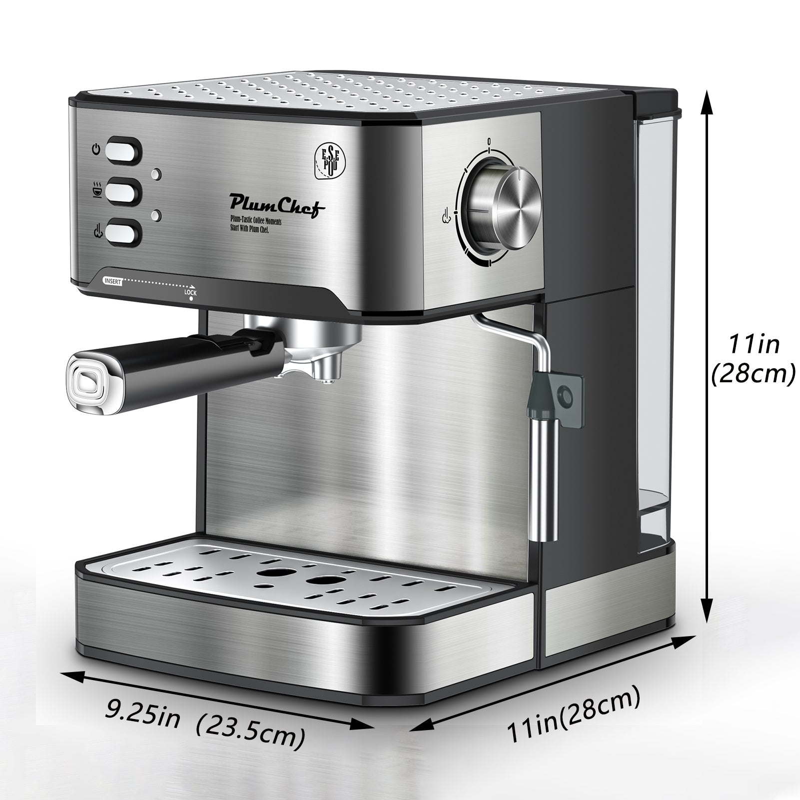 20 Bar Professional Espresso Machine With Milk Frother, Single & Double Shot, ESE Pod Compatible, Visual Display Of Pressure, Removable Water Tank For Cappuccino, Latte, Machiato For Home Barista